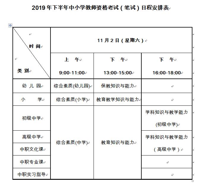 2019年下半年吉林 中小学教师资格考试(笔试)公告 2019年下半年吉林 中小学教师资格考试(笔试)公告
