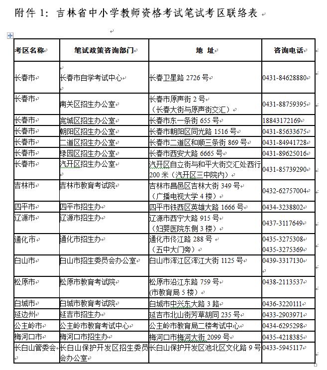 2019年下半年吉林 中小学教师资格考试（笔试）公告